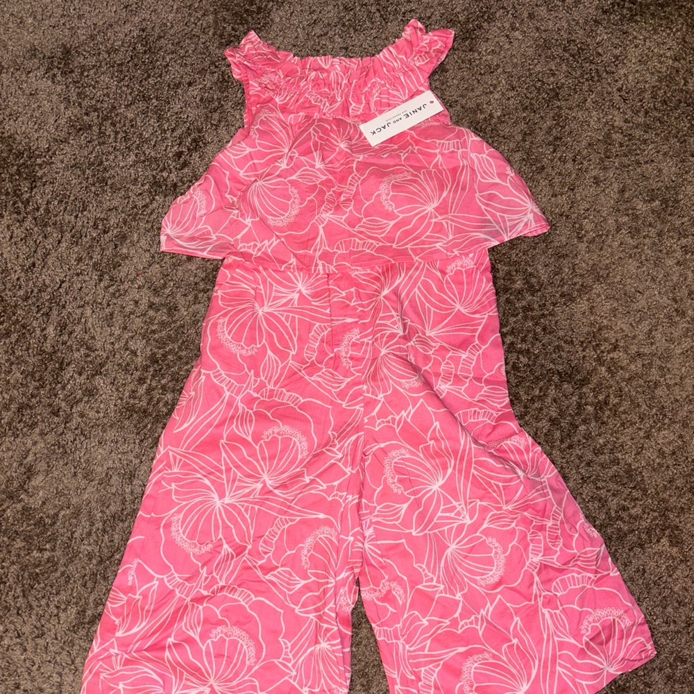 Janie and Jack pink romper, size 4, new with tags